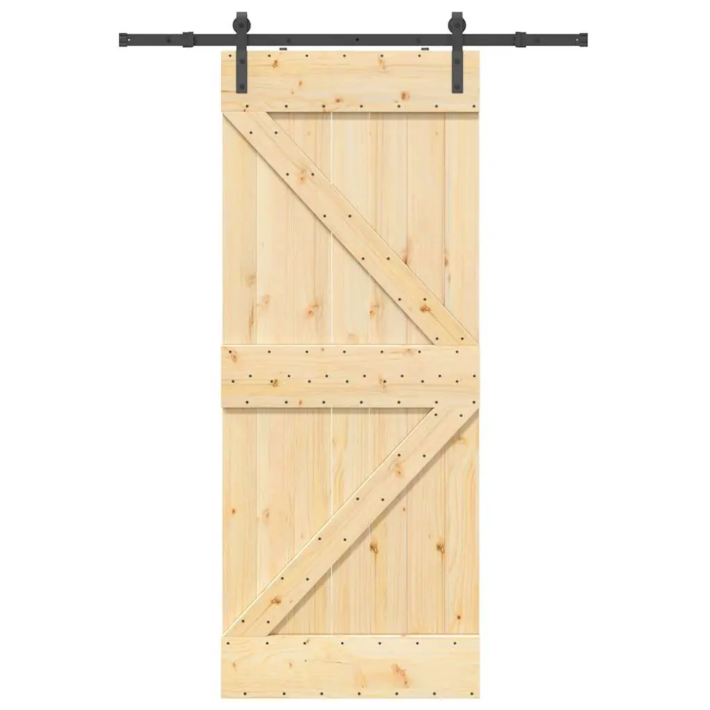 Porta Scorrevole con Set Hardware 85x210 cm Legno Massello Pino