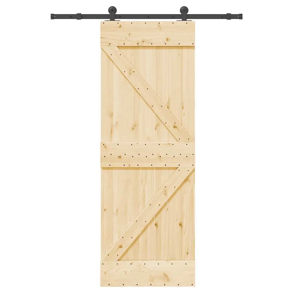 Porta Scorrevole con Set Hardware 70x210 cm Legno Massello Pino