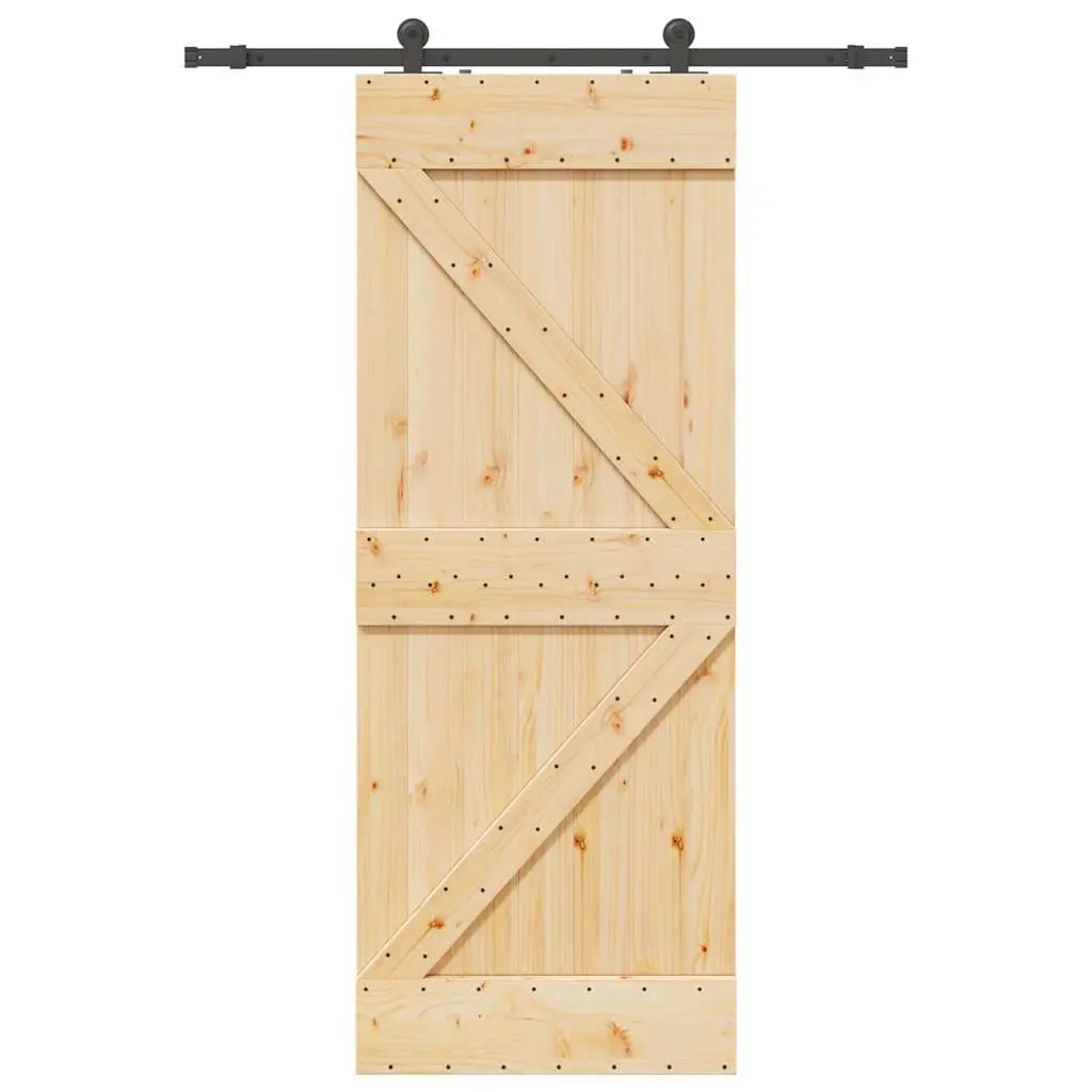 Porta Scorrevole con Set Hardware 80x210 cm Legno Massello Pino