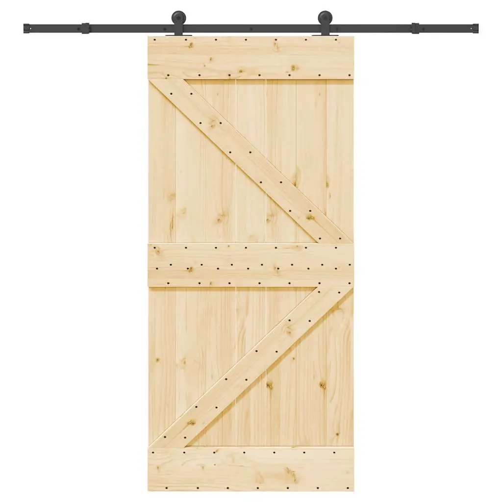 Porta Scorrevole con Set Hardware 95x210 cm Legno Massello Pino