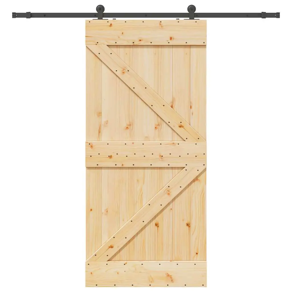 Porta Scorrevole con Set Hardware 80x210 cm Legno Massello Pino