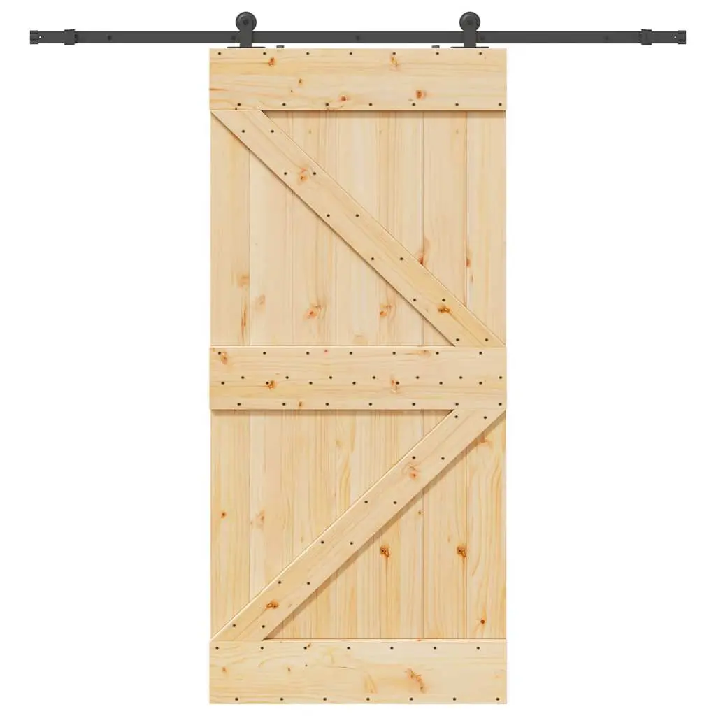 Porta Scorrevole con Set Hardware 100x210cm Legno Massello Pino