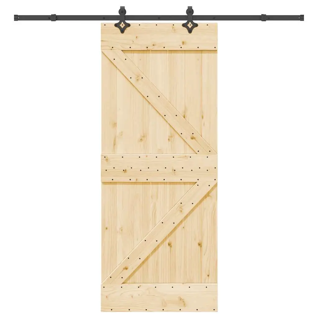 Porta Scorrevole con Set Hardware 85x210 cm Legno Massello Pino