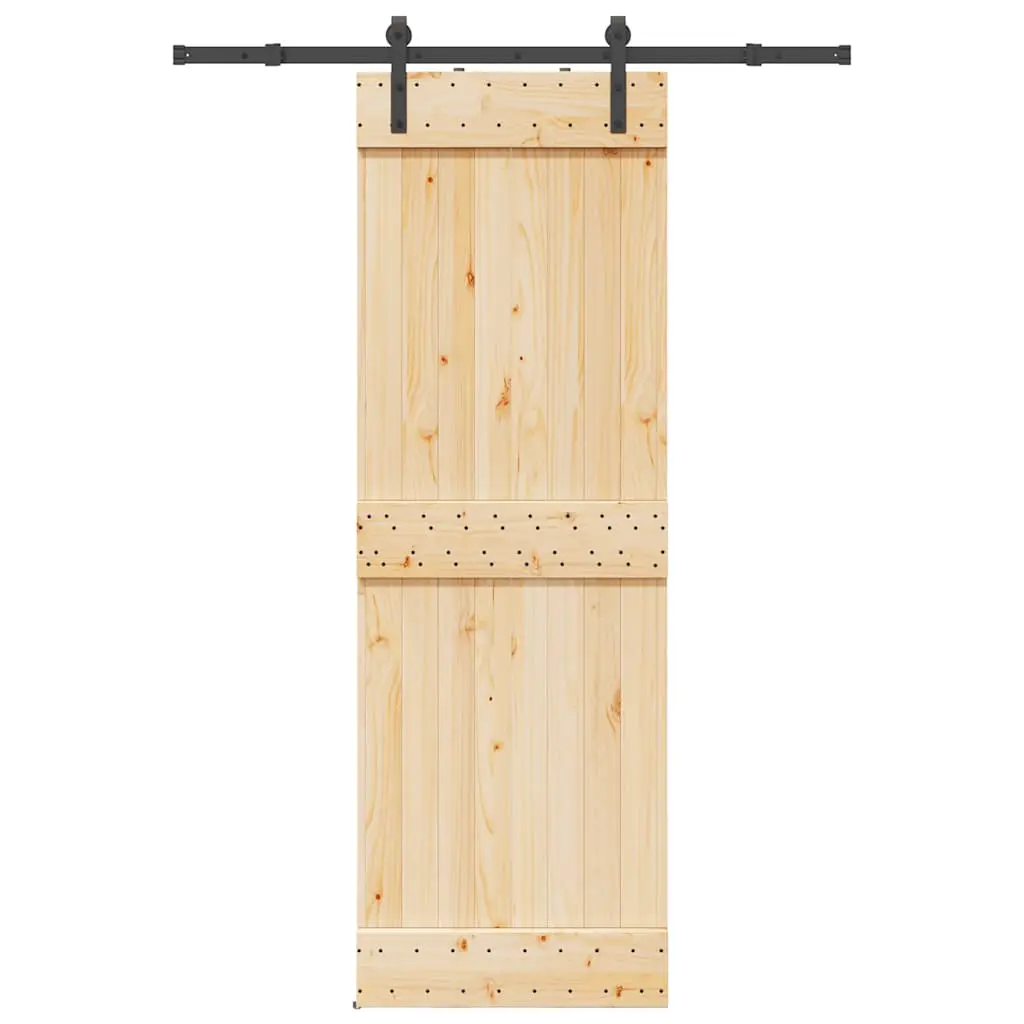 Porta Scorrevole con Set Hardware 70x210 cm Legno Massello Pino