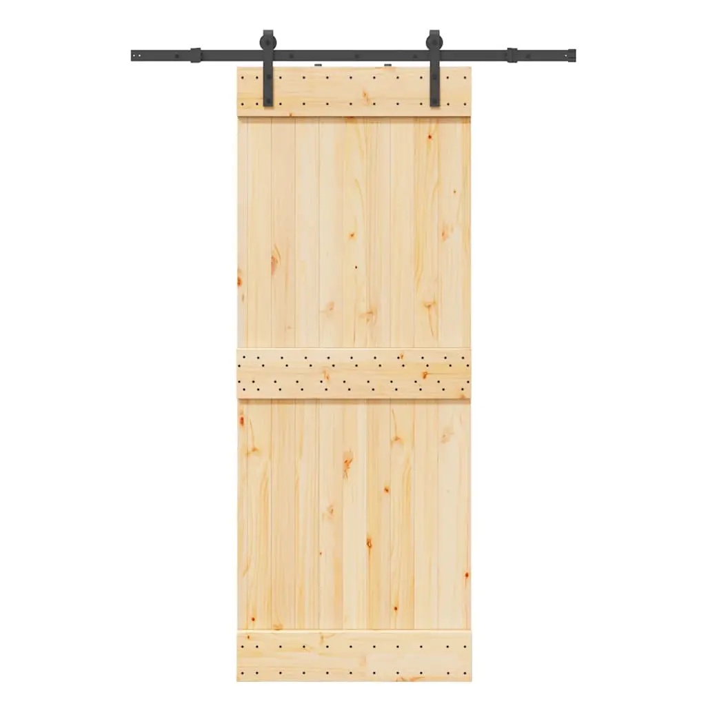 Porta Scorrevole con Set Hardware 80x210 cm Legno Massello Pino