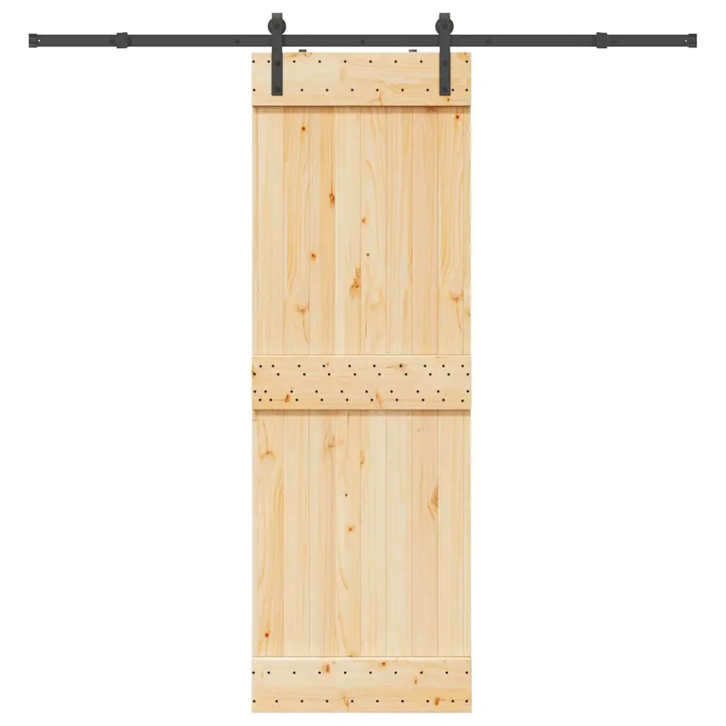 Porta Scorrevole con Set Hardware 70x210 cm Legno Massello Pino