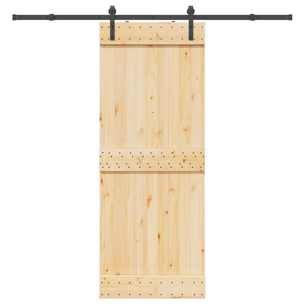 Porta Scorrevole con Set Hardware 80x210 cm Legno Massello Pino