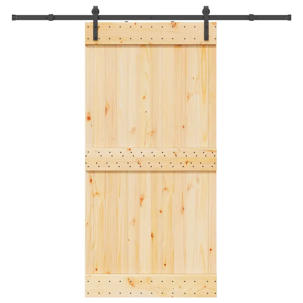 Porta Scorrevole con Set Hardware 100x210cm Legno Massello Pino