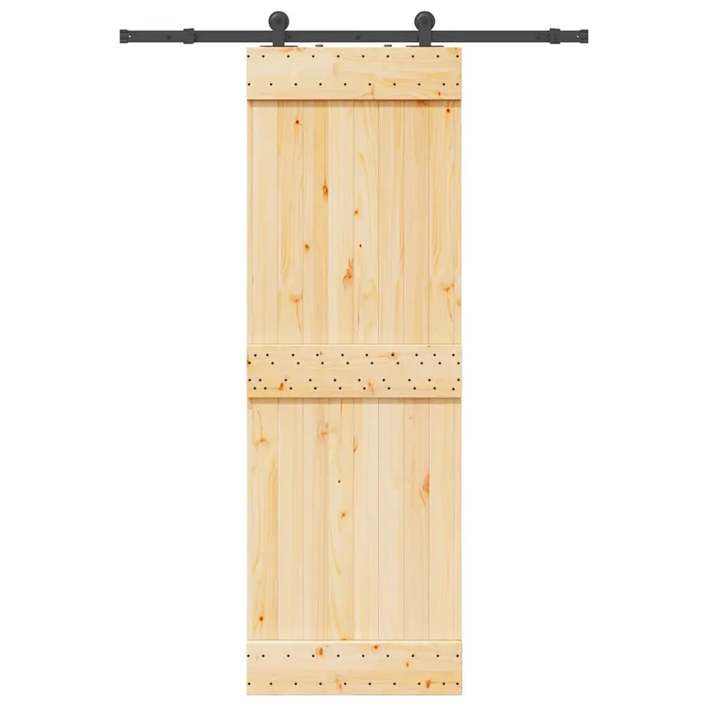 Porta Scorrevole con Set Hardware 70x210 cm Legno Massello Pino