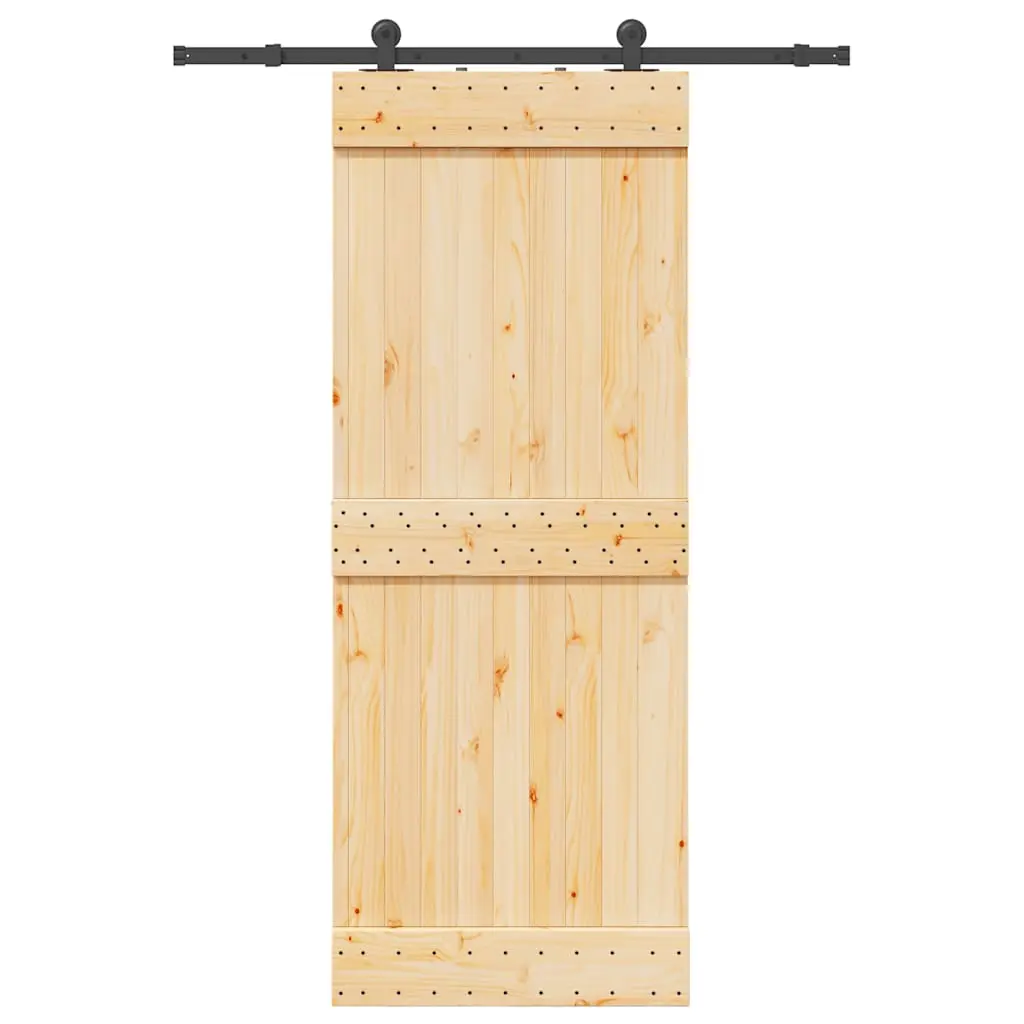 Porta Scorrevole con Set Hardware 80x210 cm Legno Massello Pino