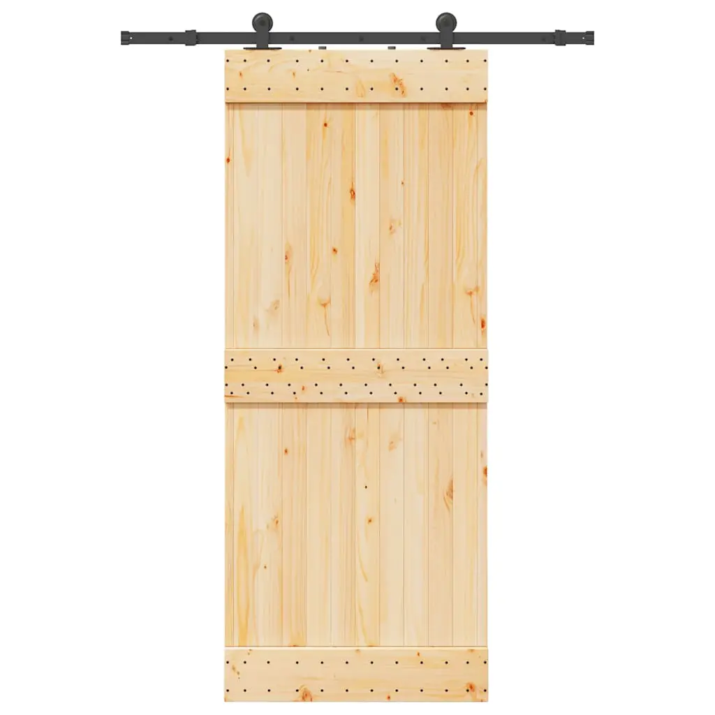 Porta Scorrevole con Set Hardware 85x210 cm Legno Massello Pino