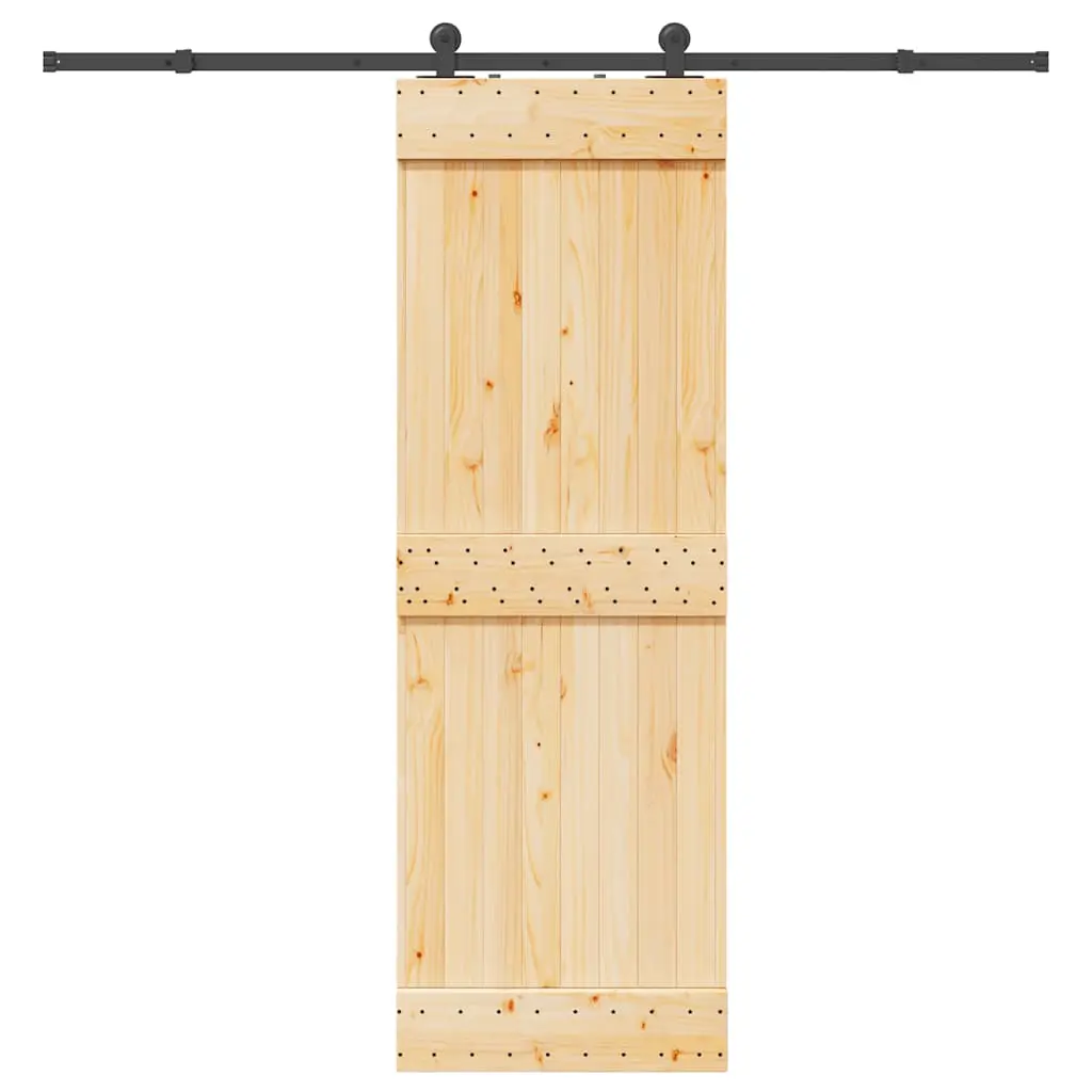 Porta Scorrevole con Set Hardware 70x210 cm Legno Massello Pino