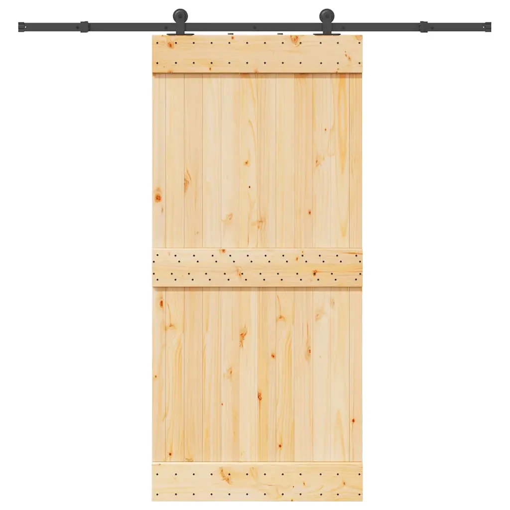 Porta Scorrevole con Set Hardware 95x210 cm Legno Massello Pino