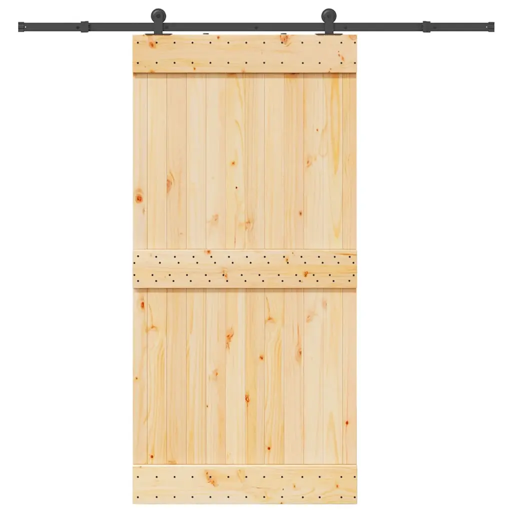 Porta Scorrevole con Set Hardware 100x210cm Legno Massello Pino