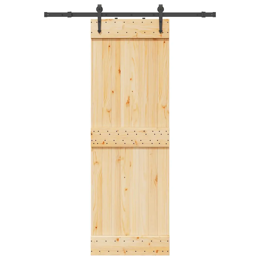 Porta Scorrevole con Set Hardware 70x210 cm Legno Massello Pino