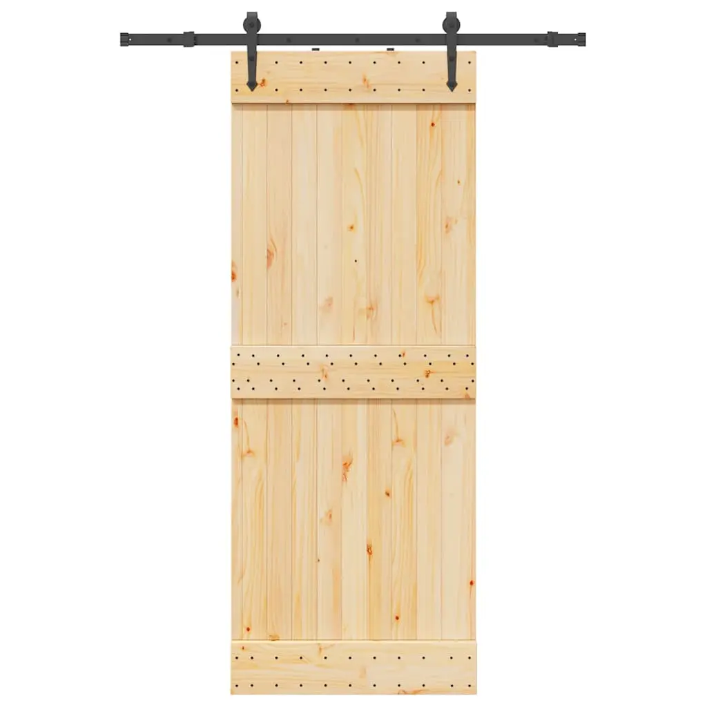 Porta Scorrevole con Set Hardware 80x210 cm Legno Massello Pino