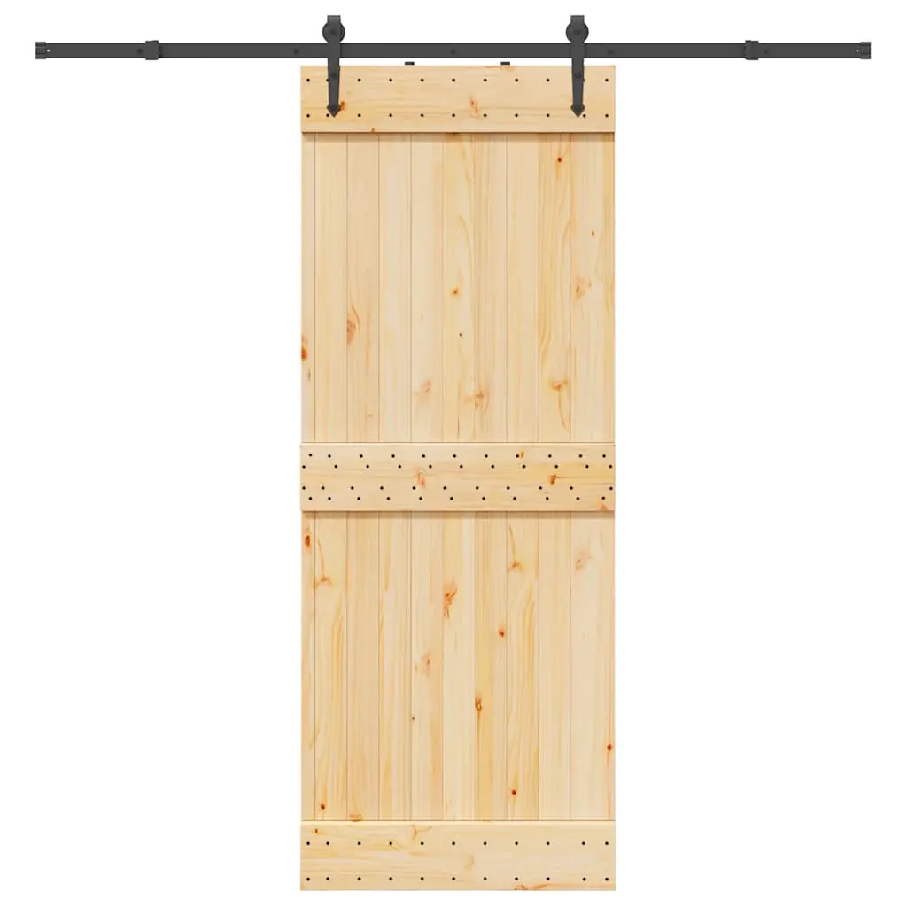 Porta Scorrevole con Set Hardware 80x210 cm Legno Massello Pino