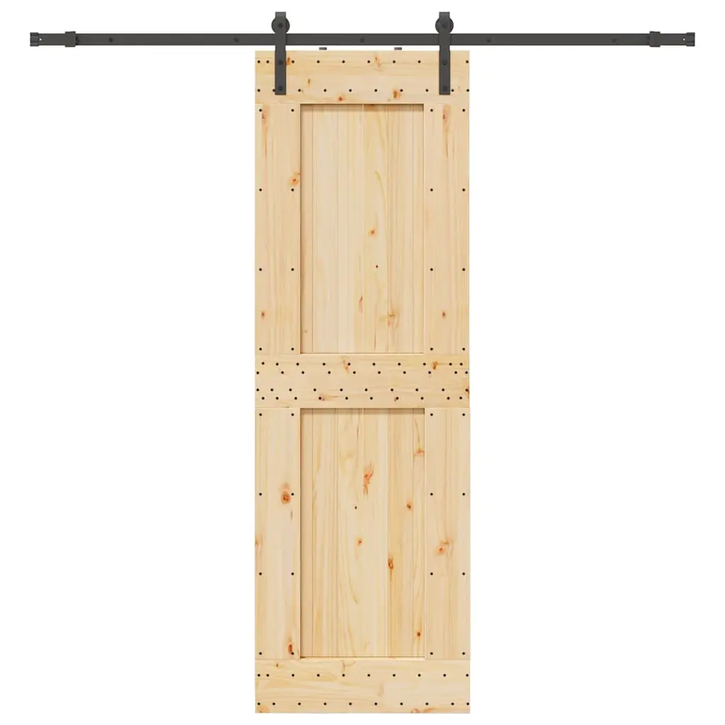 Porta Scorrevole con Set Hardware 70x210 cm Legno Massello Pino