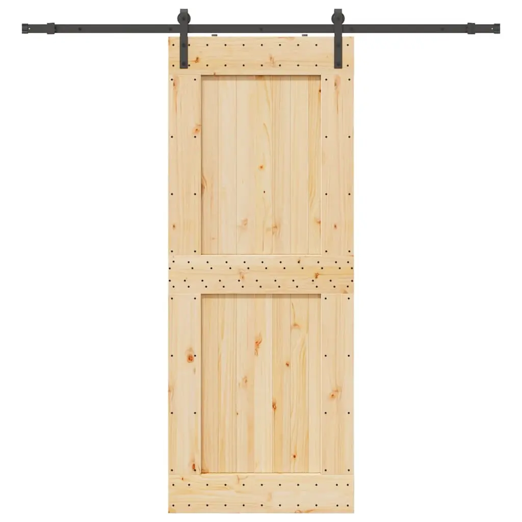 Porta Scorrevole con Set Hardware 90x210 cm Legno Massello Pino