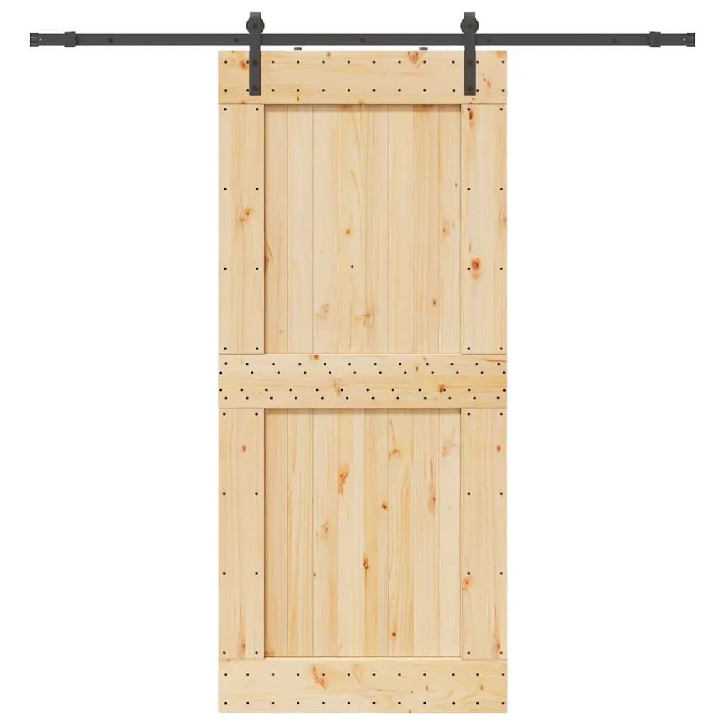 Porta Scorrevole con Set Hardware 100x210cm Legno Massello Pino