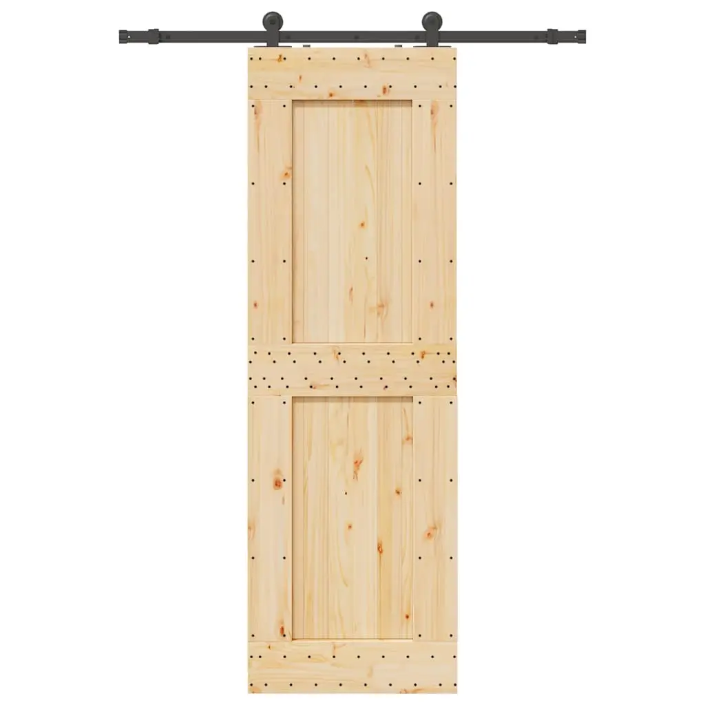 Porta Scorrevole con Set Hardware 70x210 cm Legno Massello Pino