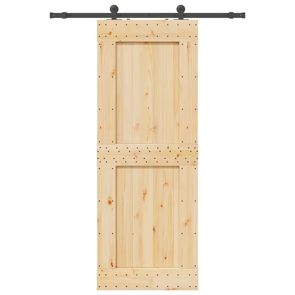 Porta Scorrevole con Set Hardware 85x210 cm Legno Massello Pino