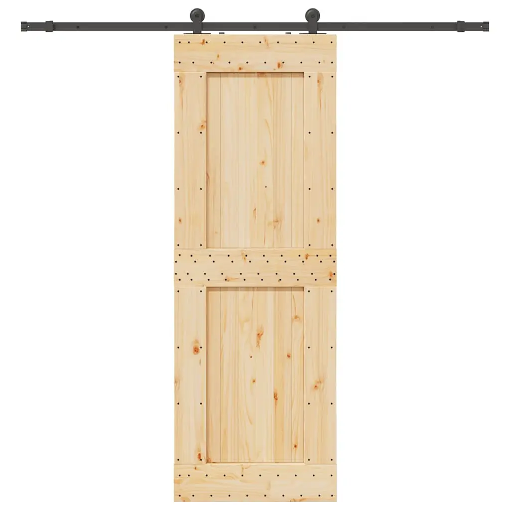 Porta Scorrevole con Set Hardware 80x210 cm Legno Massello Pino