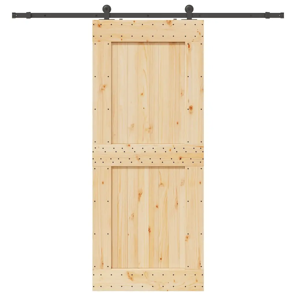 Porta Scorrevole con Set Hardware 95x210 cm Legno Massello Pino