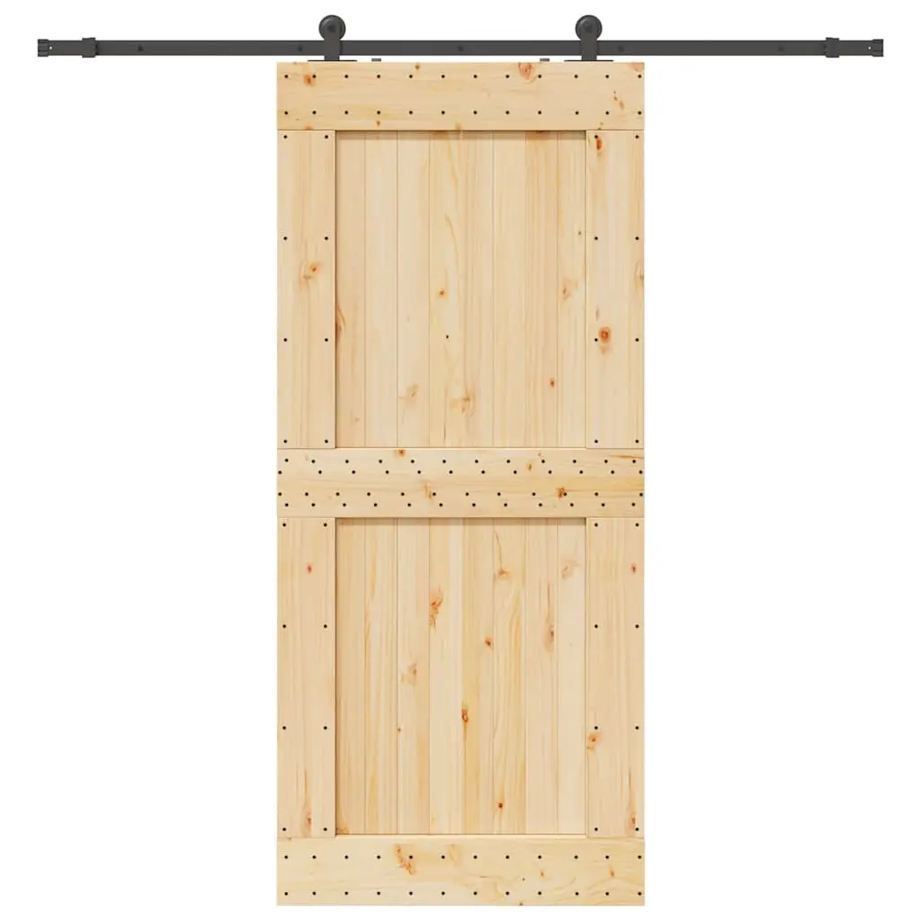 Porta Scorrevole con Set Hardware 100x210cm Legno Massello Pino