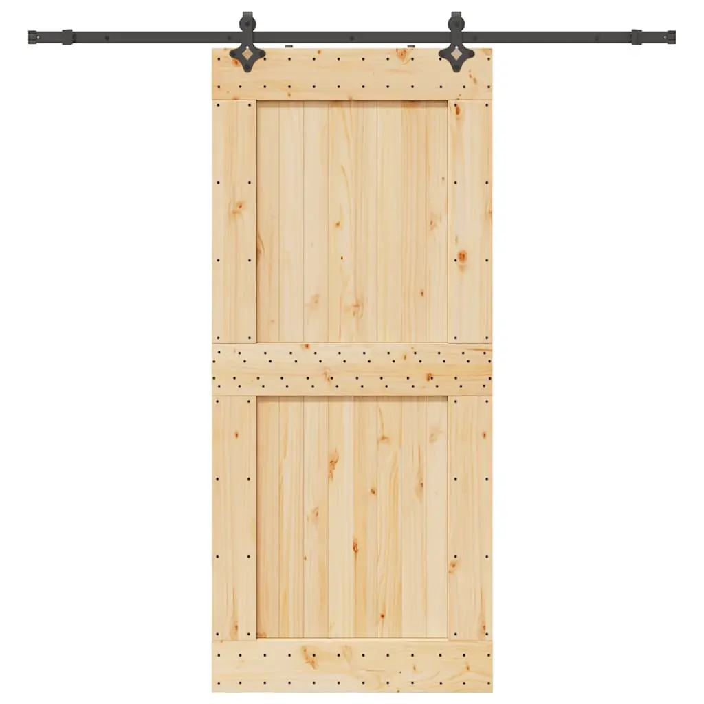 Porta Scorrevole con Set Hardware 100x210cm Legno Massello Pino