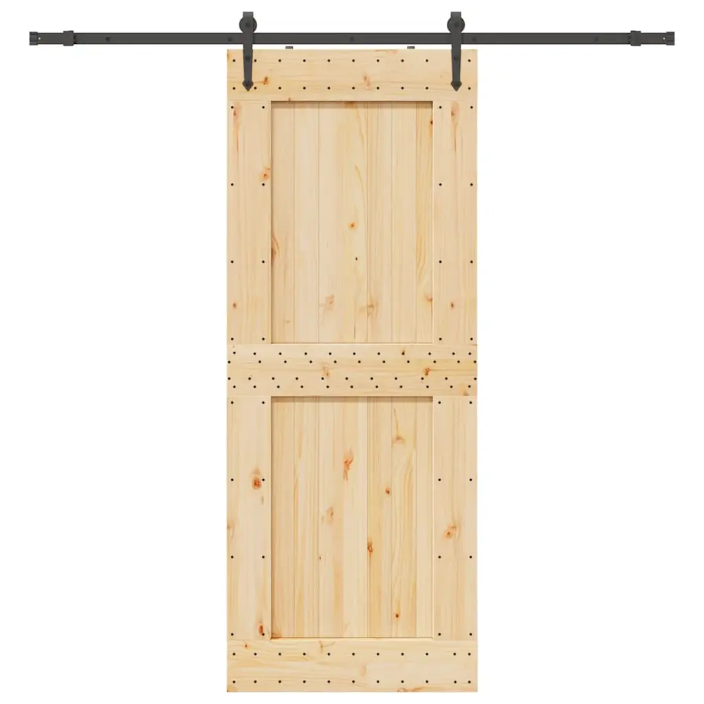 Porta Scorrevole con Set Hardware 90x210 cm Legno Massello Pino