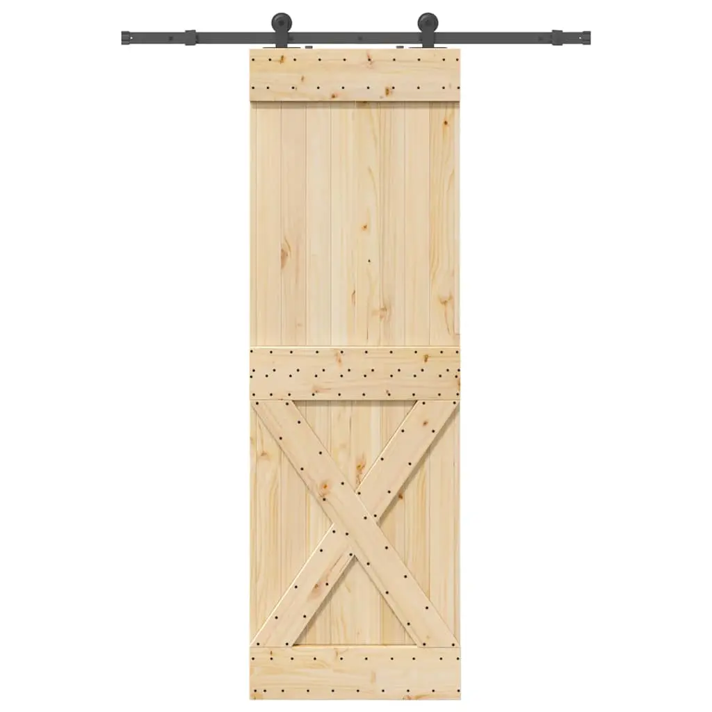 Porta Scorrevole con Set Hardware 70x210 cm Legno Massello Pino