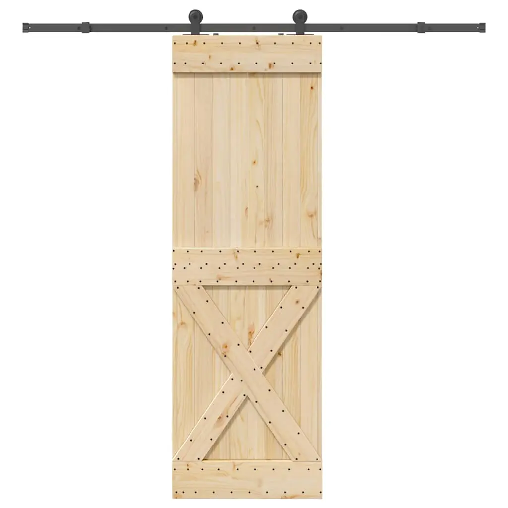 Porta Scorrevole con Set Hardware 70x210 cm Legno Massello Pino