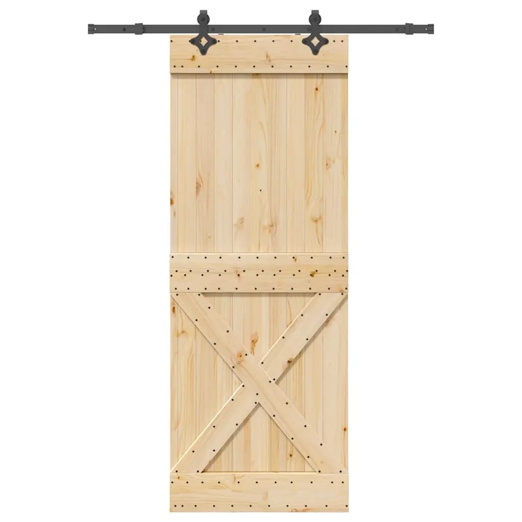 Porta Scorrevole con Set Hardware 85x210 cm Legno Massello Pino