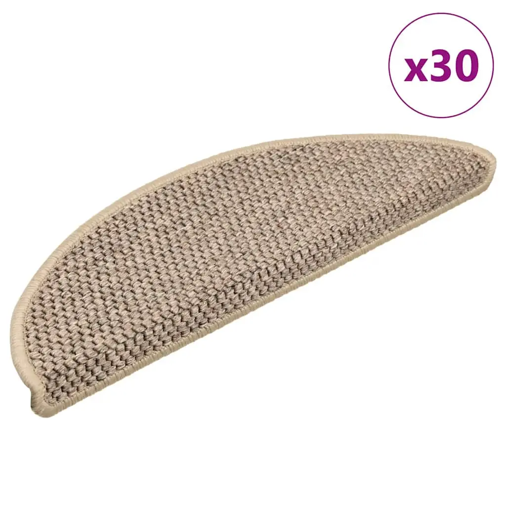 Tappeti Adesivi Scale Aspetto Sisal 30 pz 56x17x3cm Beige Scuro