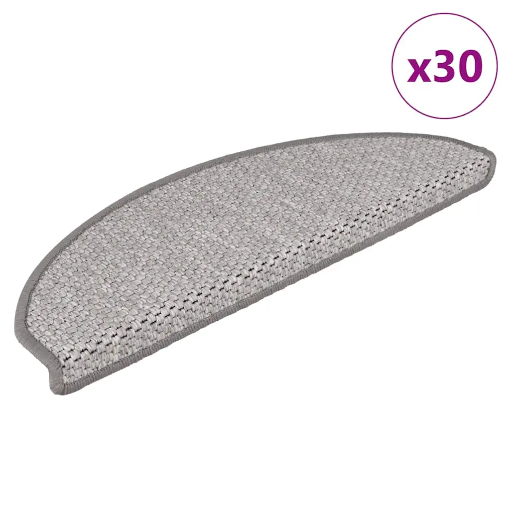 Tappeti Adesivi Scale Aspetto Sisal 30 pz 65x21x4 cm Platino