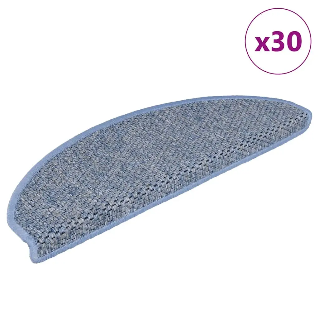 Tappeti Autoadesivi per Scale Aspetto Sisal 30pz 65x21x4 cm Blu