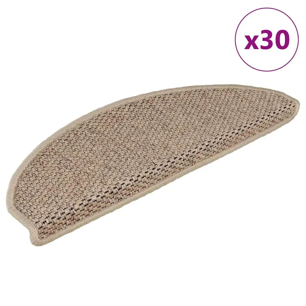 Tappeti Autoadesivi Scale Aspetto Sisal 30 pz 65x21x4 cm Sabbia