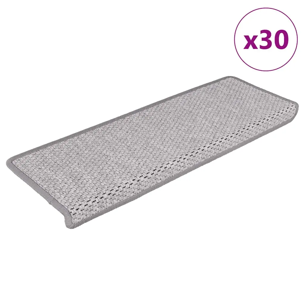 Tappeti Adesivi Scale Aspetto Sisal 30 pz 65x21x4 cm Platino