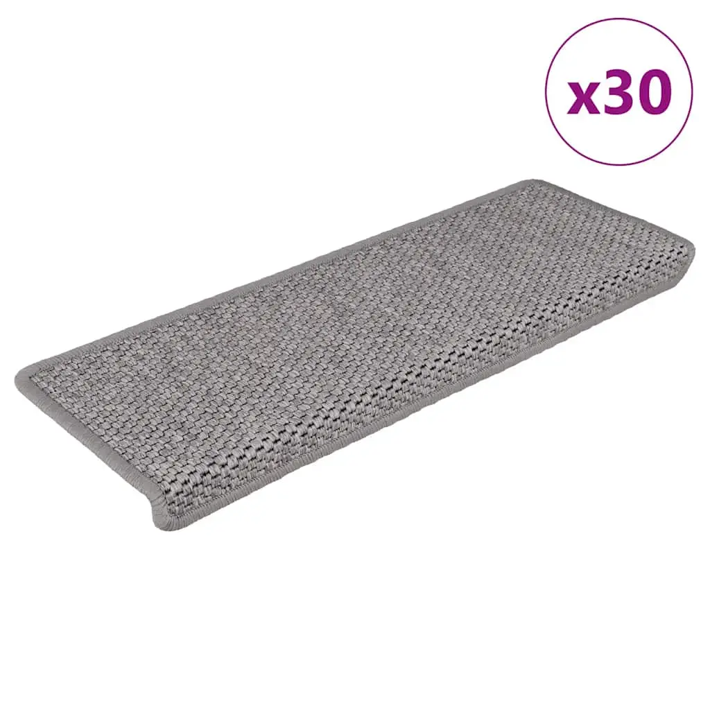 Tappeti Autoadesivi Scale Aspetto Sisal 30 pz 65x21x4cm Argento