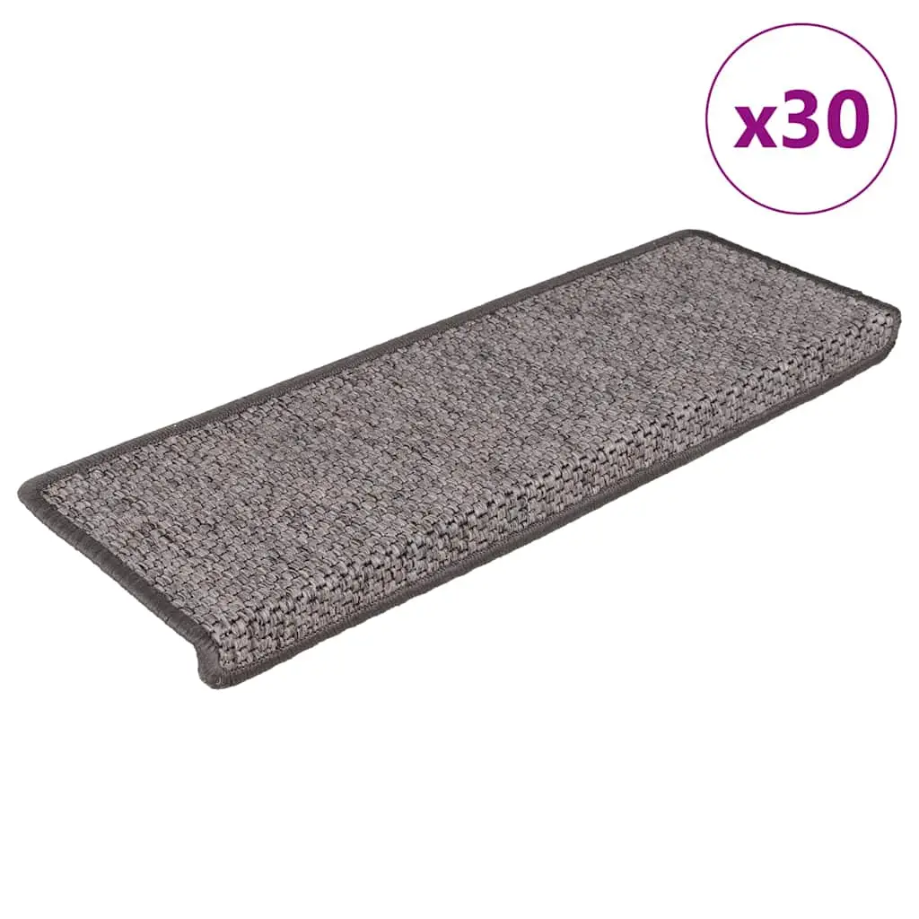 Tappeti Adesivi per Scale Sisal 30pz 65x21x4cm Grigio e Beige