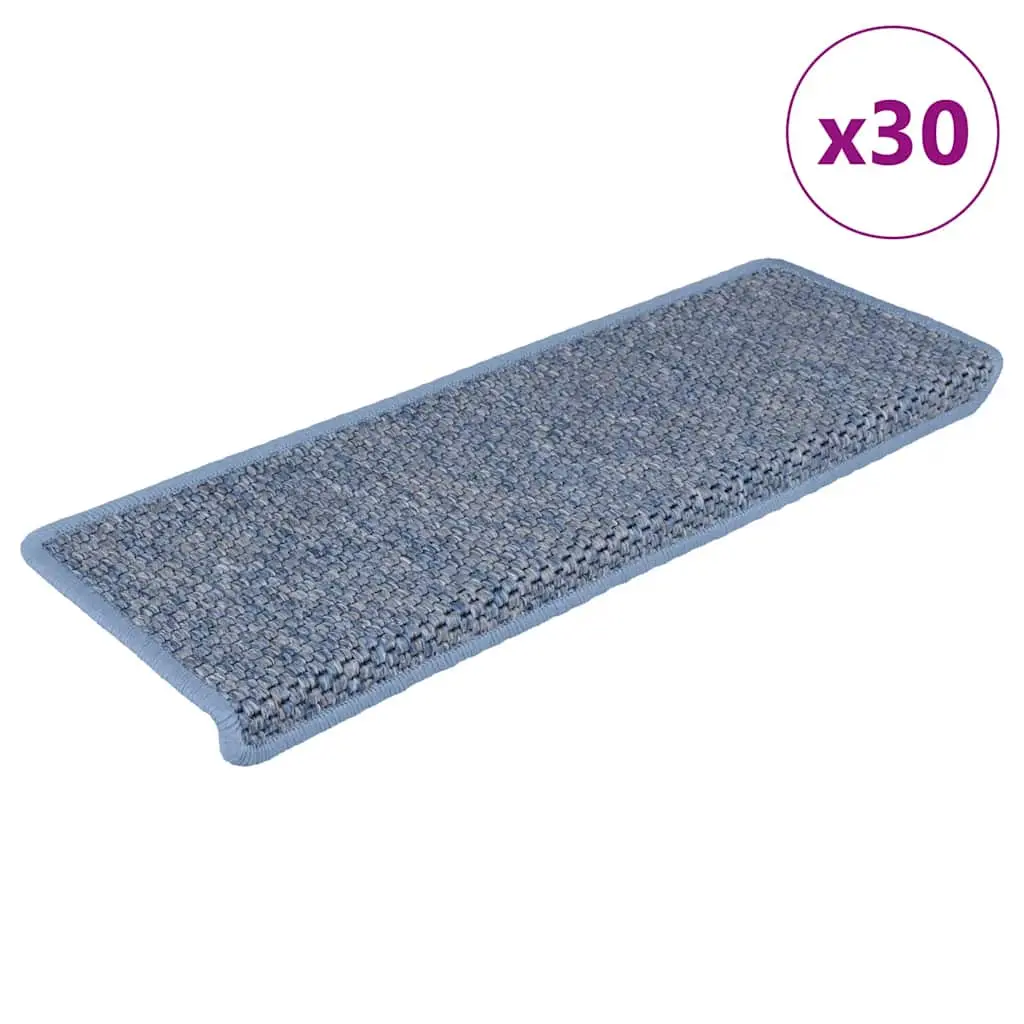 Tappeti Autoadesivi per Scale Aspetto Sisal 30pz 65x21x4 cm Blu