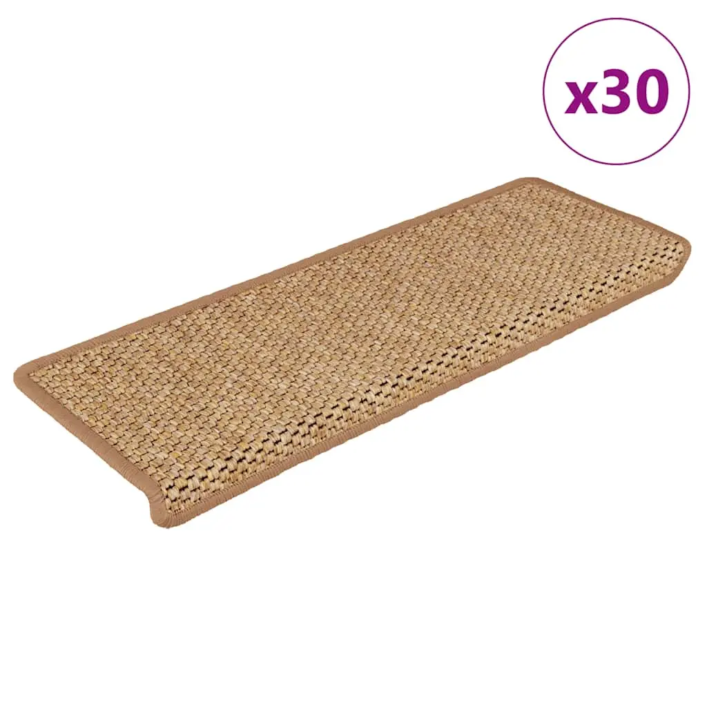 Tappeti Adesivi Scale Aspetto Sisal 30 pz 65x21x4 cm Arancio