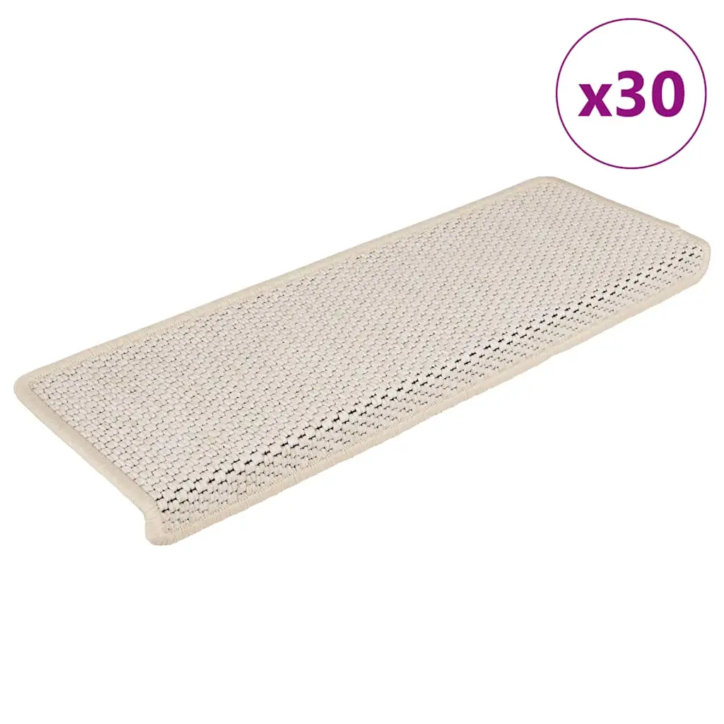 Tappeti Autoadesivi Scale Aspetto Sisal 30 pz 65x21x4 cm Crema