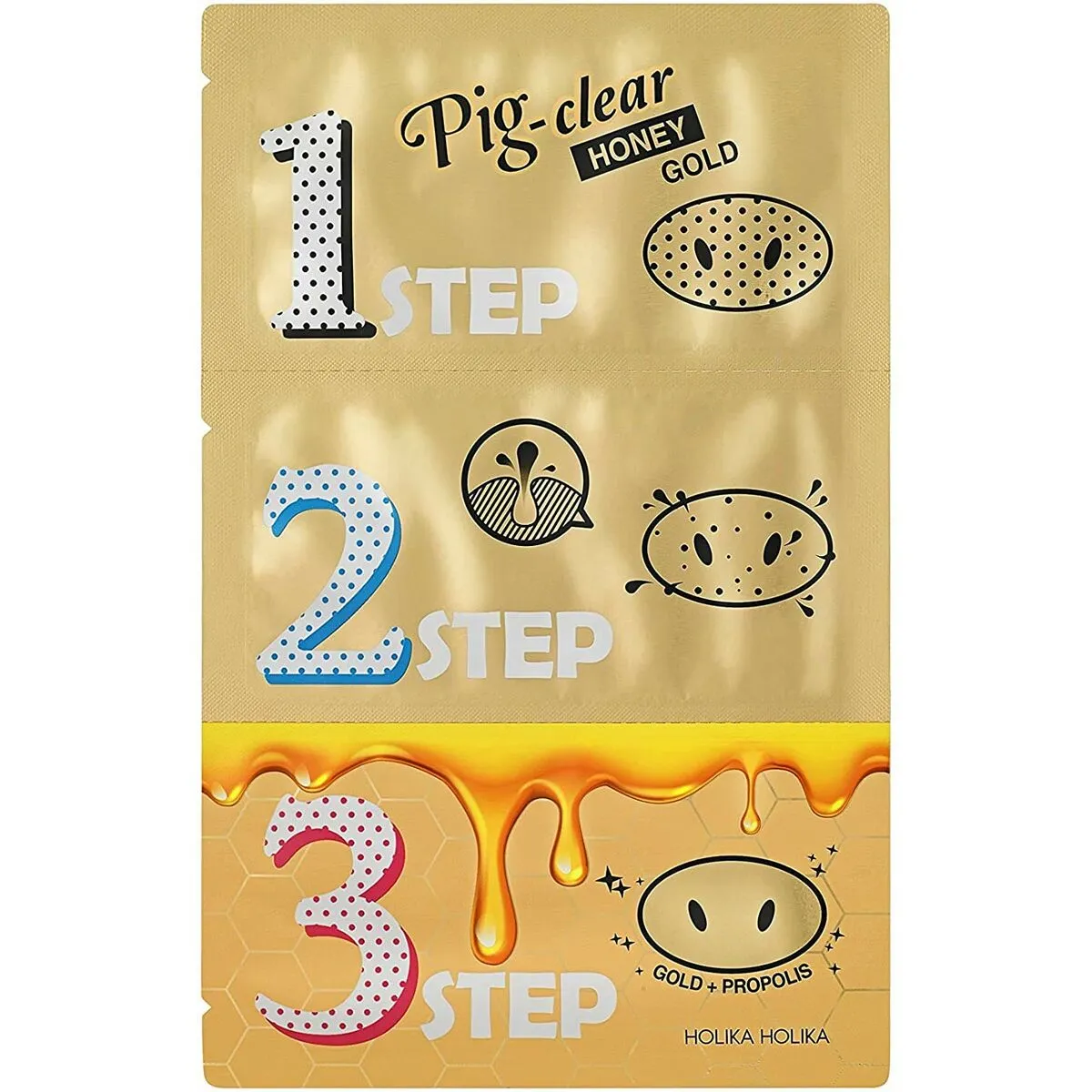 Maschera per Pori Dilatati Holika Holika Pig Clear Honey Gold 3 Step