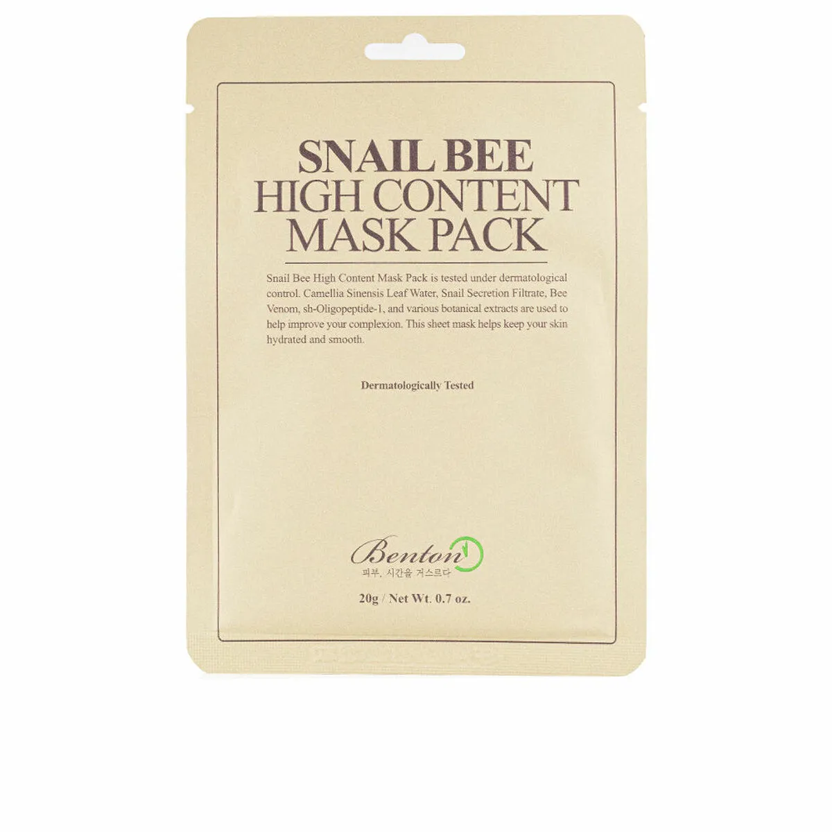 Maschera Viso Benton Snail Bee High Content 20 ml