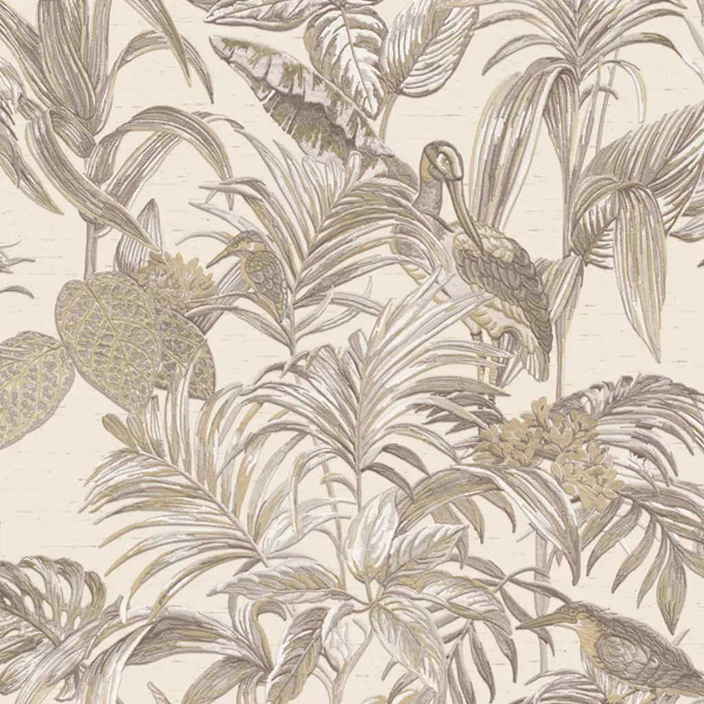 DUTCH WALLCOVERINGS Carta da Parati Bird-of-Paradise Crema