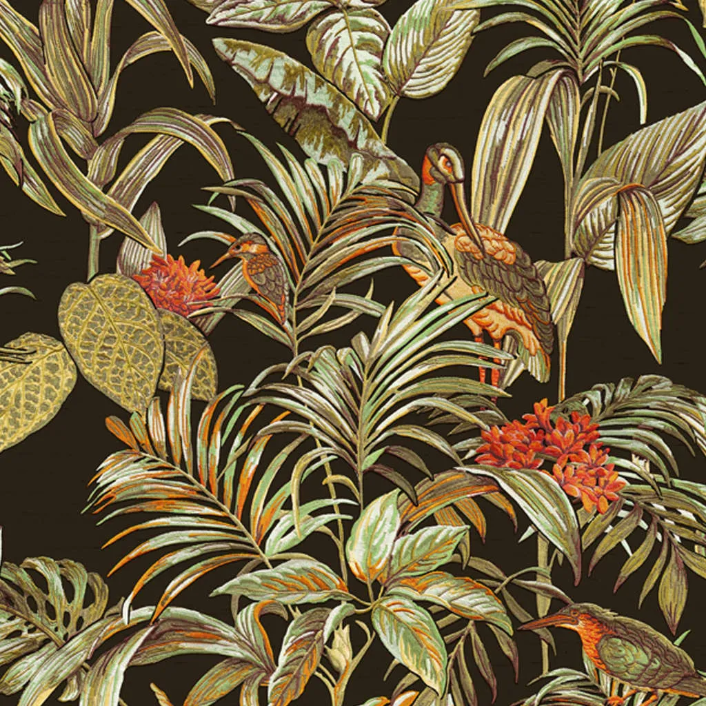 DUTCH WALLCOVERINGS Carta da Parati Bird-of-Paradise Nera