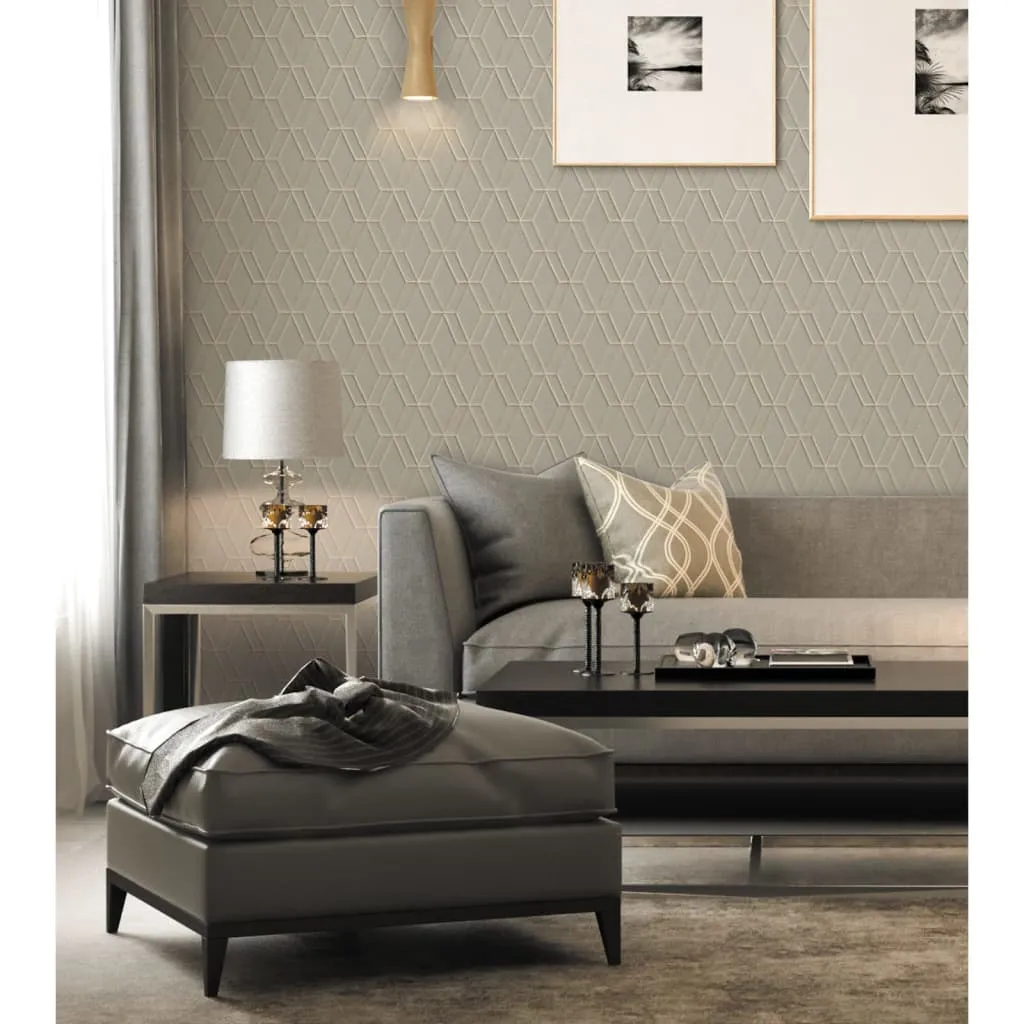 DUTCH WALLCOVERINGS Carta da Parati Design Esagonale Grigio