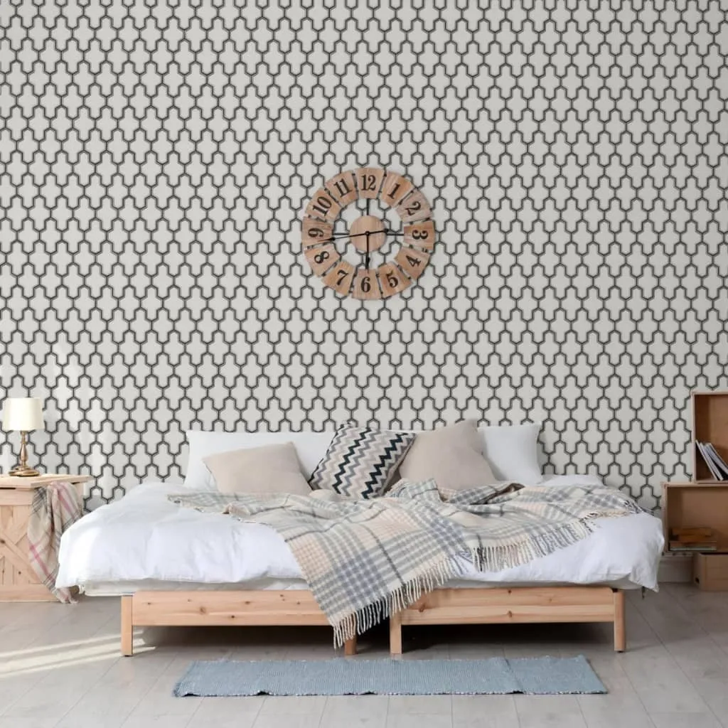 DUTCH WALLCOVERINGS Carta da Parati Geometric Bianco e Nero